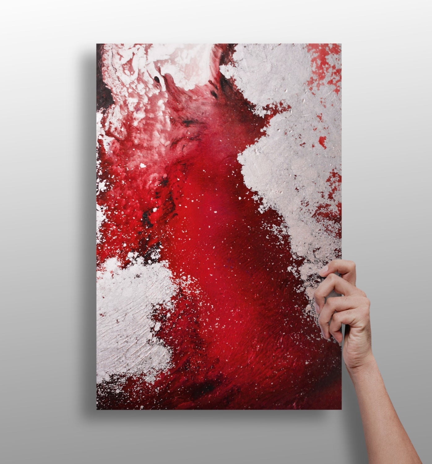 Abstract Paint Red metal wall art with bold splash of color design