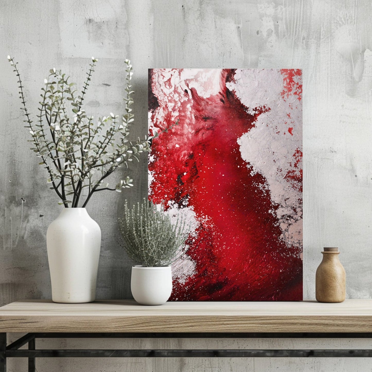 Abstract Paint Red III Metal Wall Art