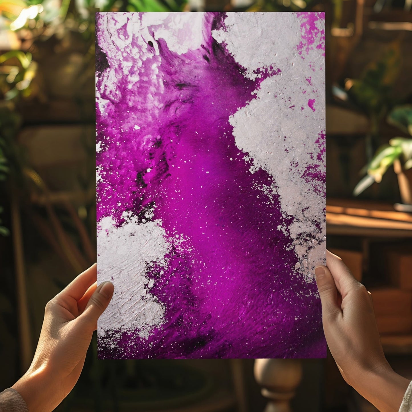 Abstract Paint Fuchsia Metal Wall Art
