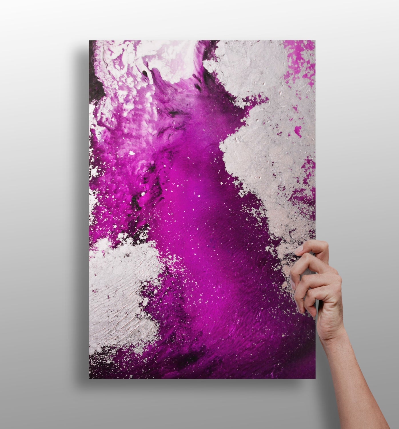 Abstract Paint Fuchsia metal wall art panel