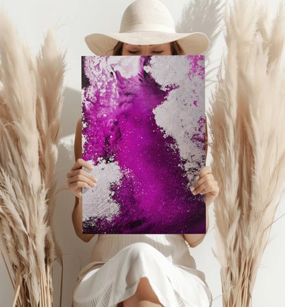 Abstract Paint Fuchsia Metal Wall Art