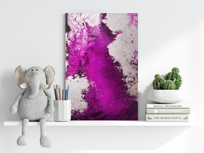 Abstract Paint Fuchsia Metal Wall Art