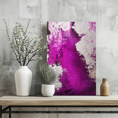 Abstract Paint Fuchsia Metal Wall Art