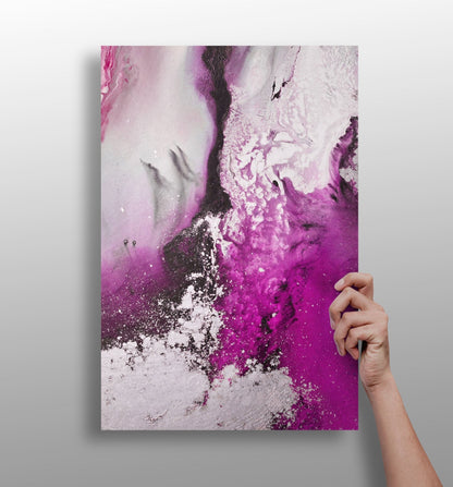 Abstract Paint Fuschia metal wall art with bold splash of color design