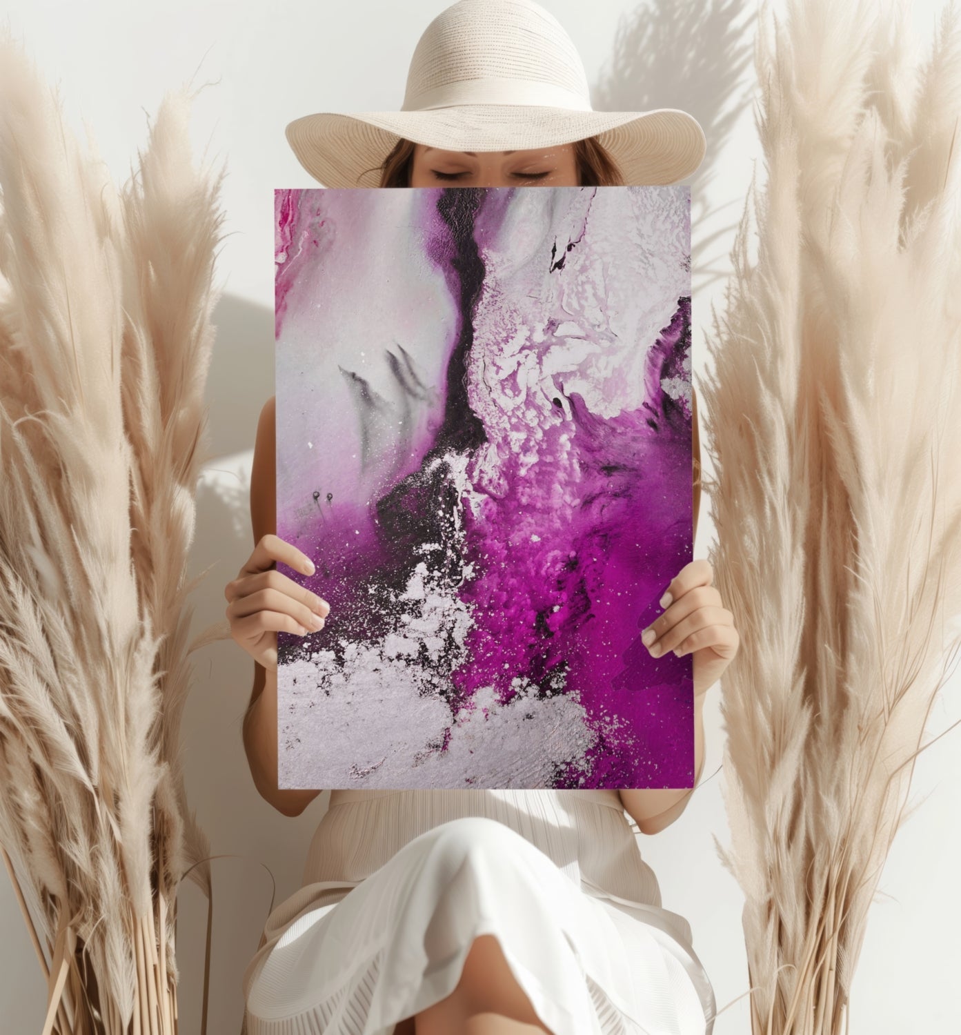 Abstract Paint Fuschia Metal Wall Art