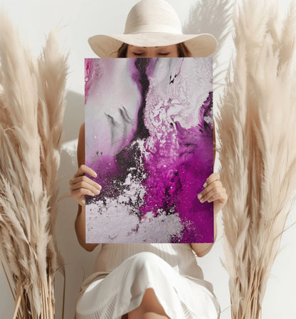 Abstract Paint Fuschia Metal Wall Art