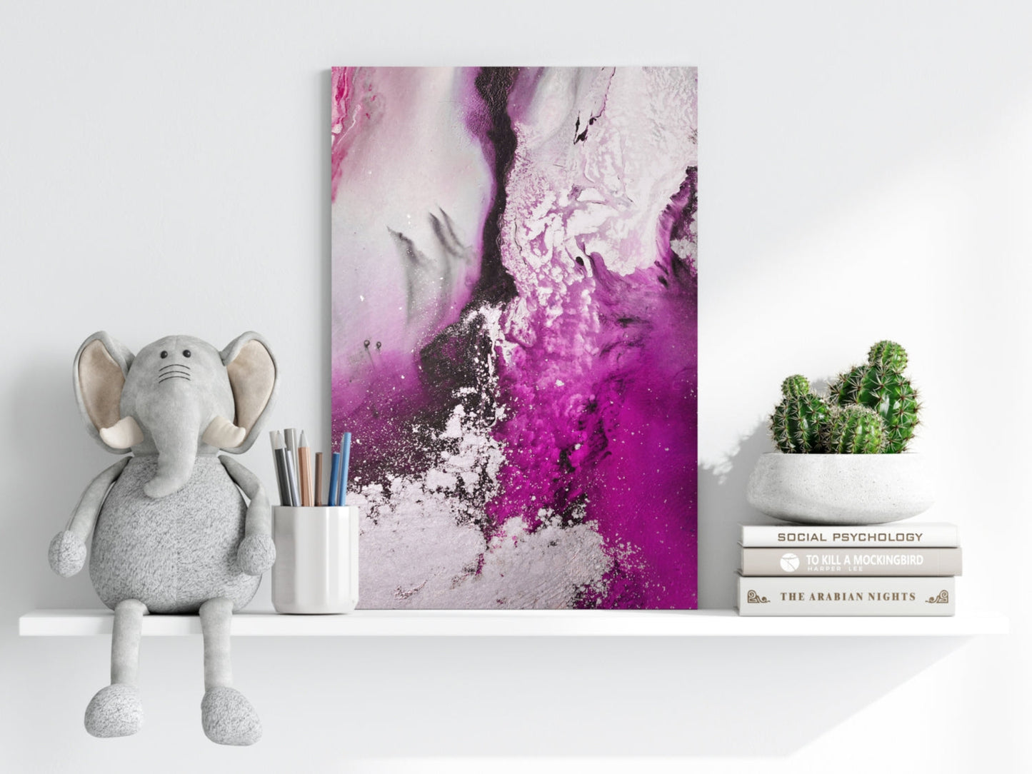 Abstract Paint Fuschia Metal Wall Art