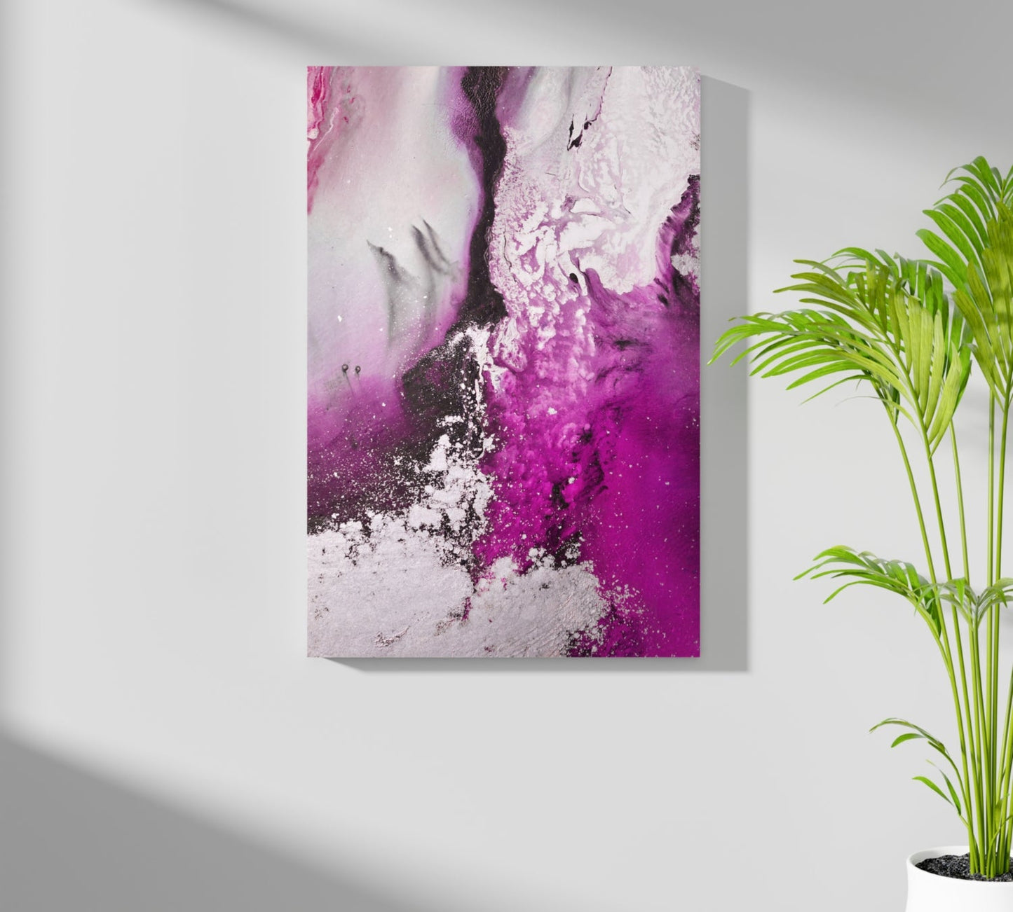 Abstract Paint Fuschia Metal Wall Art