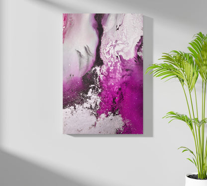 Abstract Paint Fuschia Metal Wall Art