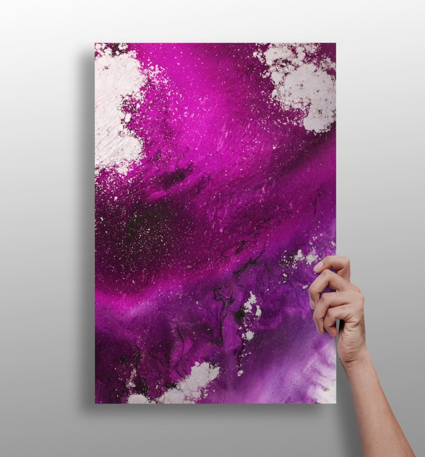 Abstract paint fuschia aluminum metal wall art
