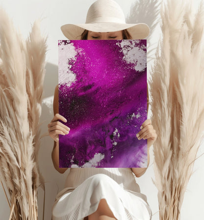 Abstract Paint Fuschia Metal Wall Art