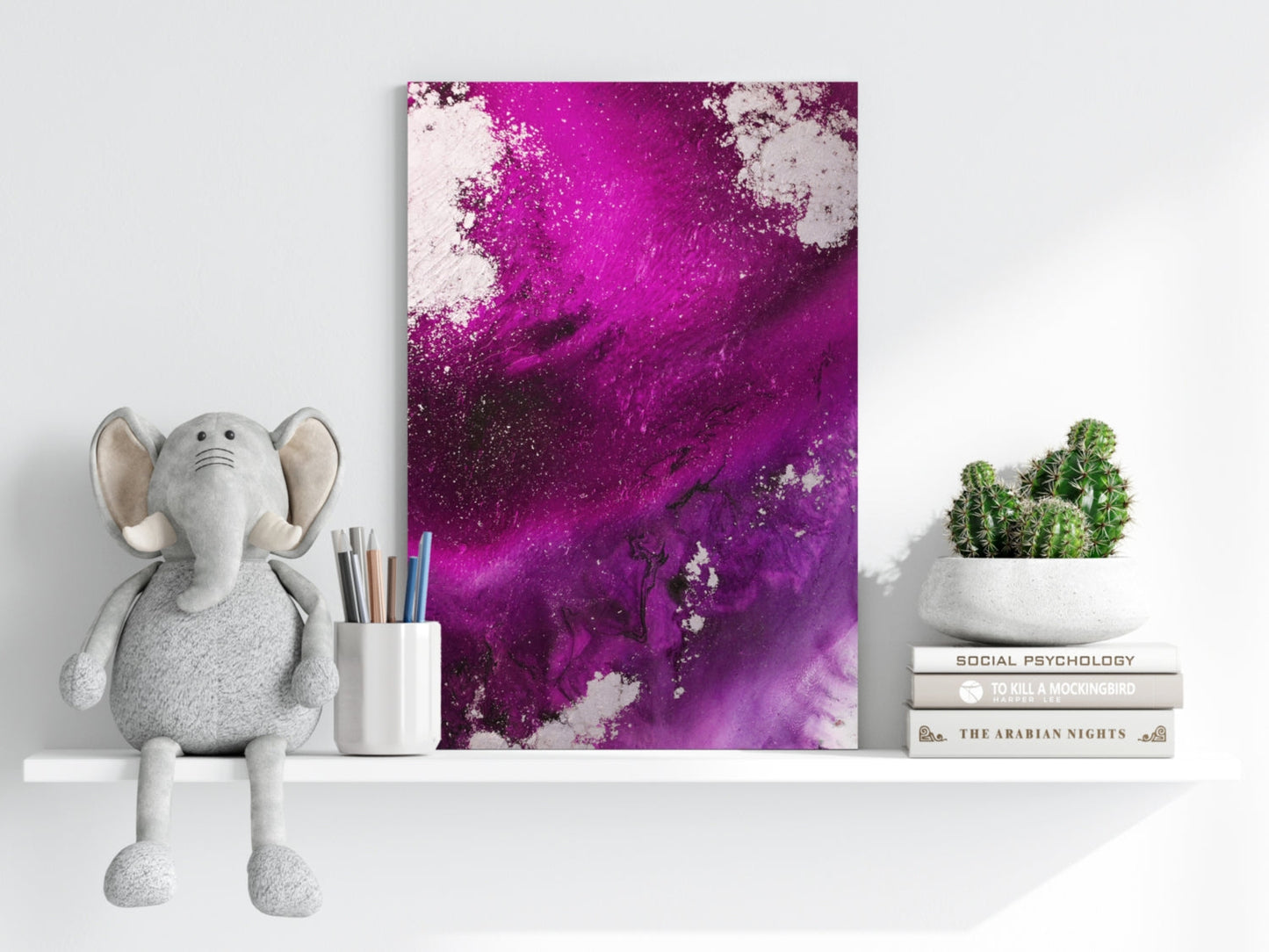 Abstract Paint Fuschia Metal Wall Art