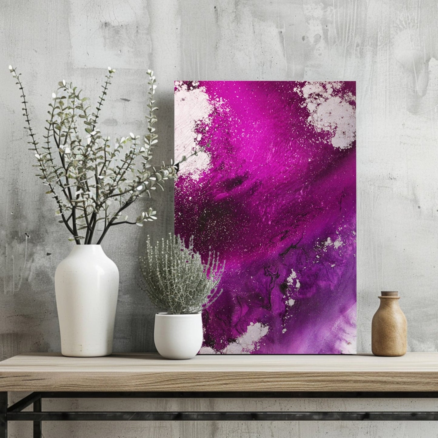 Abstract Paint Fuschia Metal Wall Art
