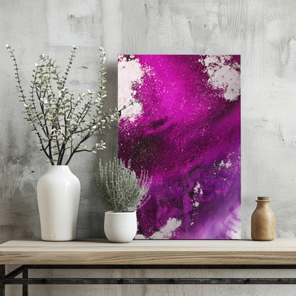 Abstract Paint Fuschia Metal Wall Art