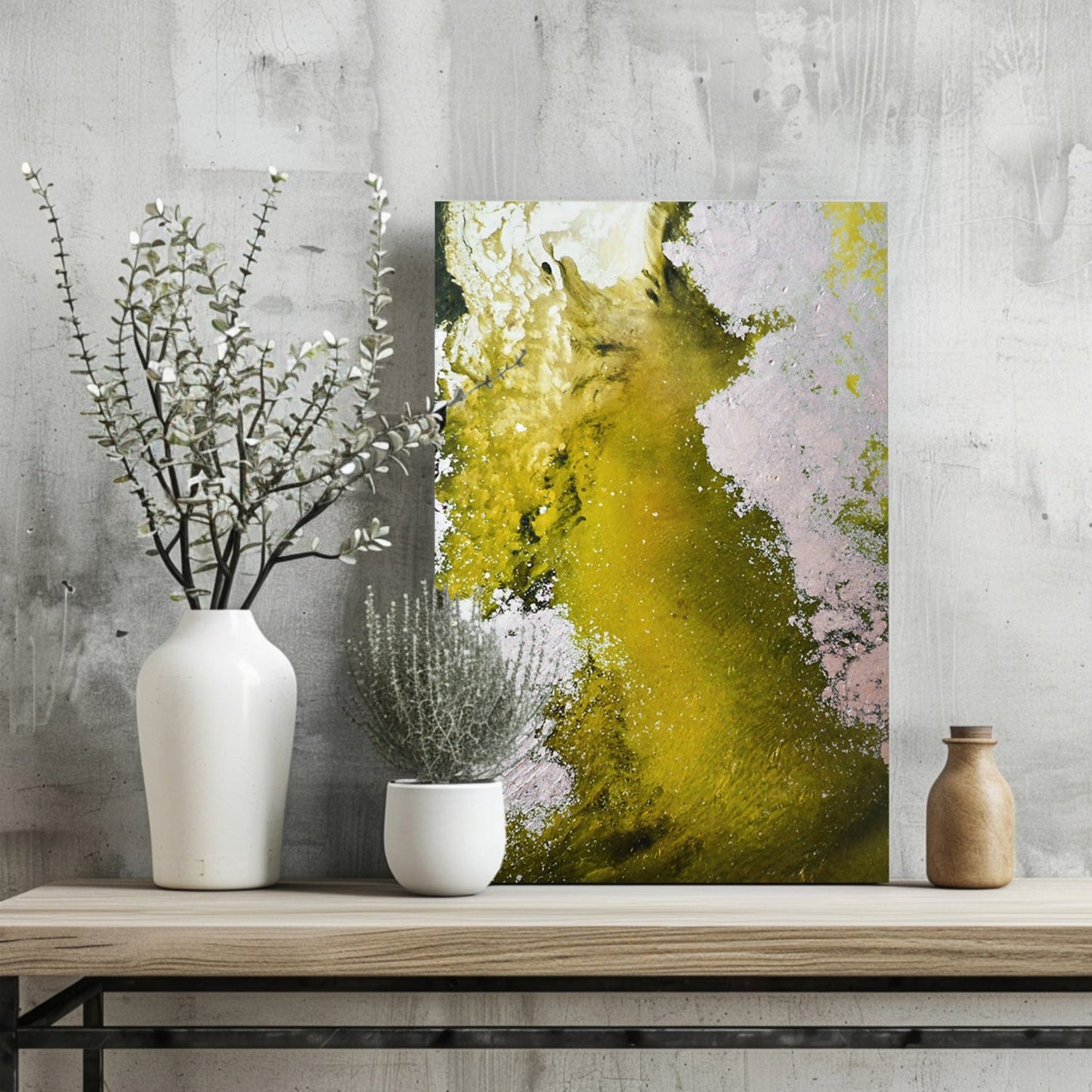 Abstract Paint Yellow I Metal Wall Art