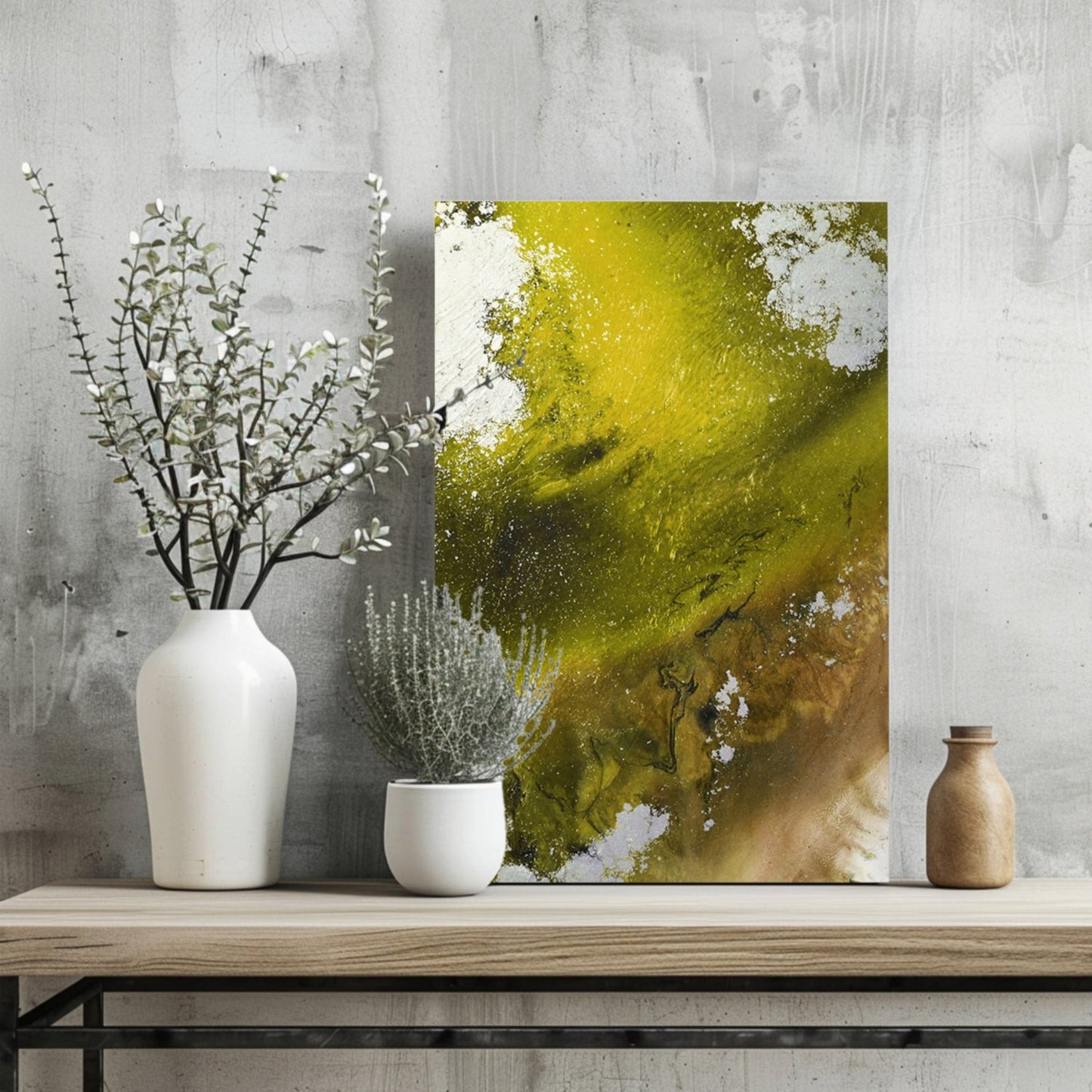 Abstract Paint Yellow III Metal Wall Art