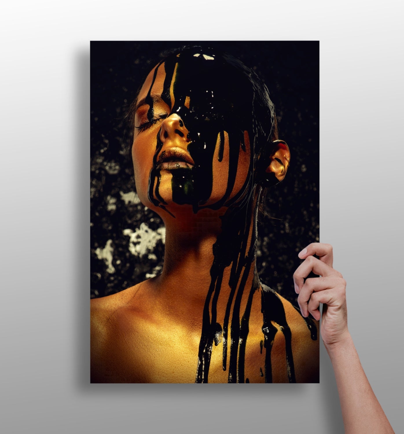 Woman metal wall art print with modern portrait design