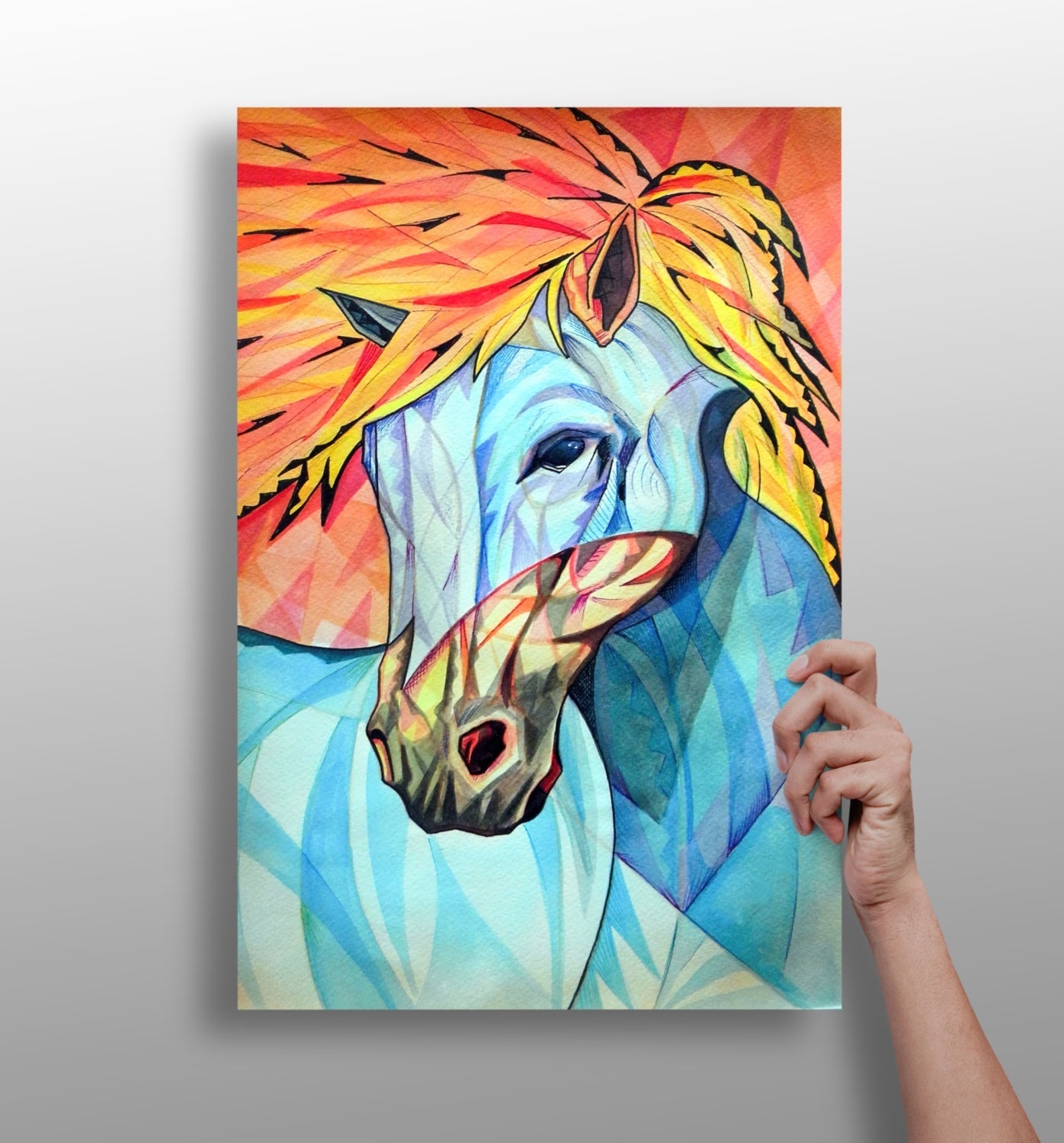 Horse metal wall art print with vivid color detail