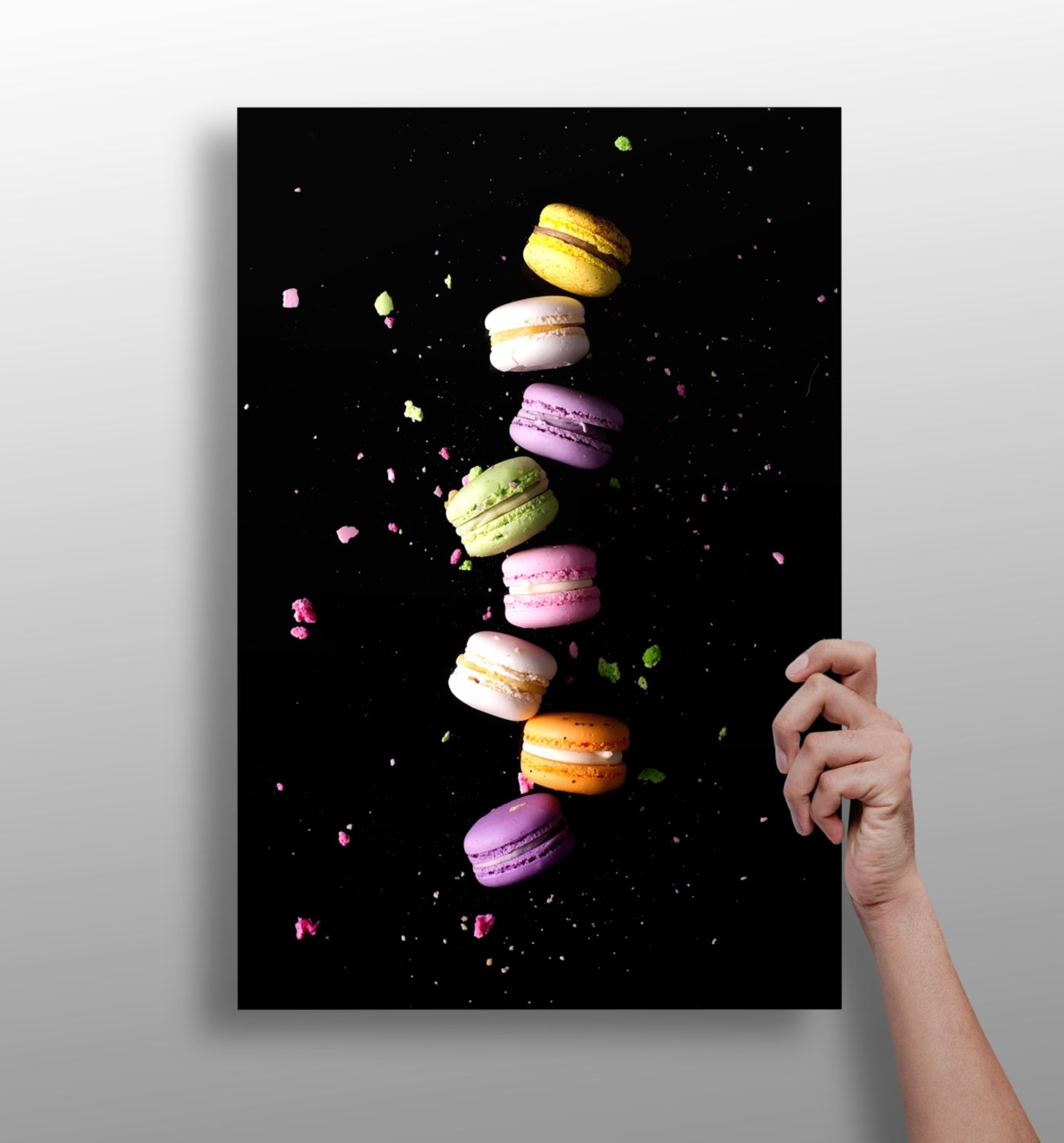 Colorful macarons metal wall art print