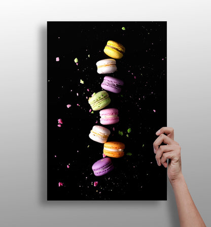 Colorful macarons metal wall art print