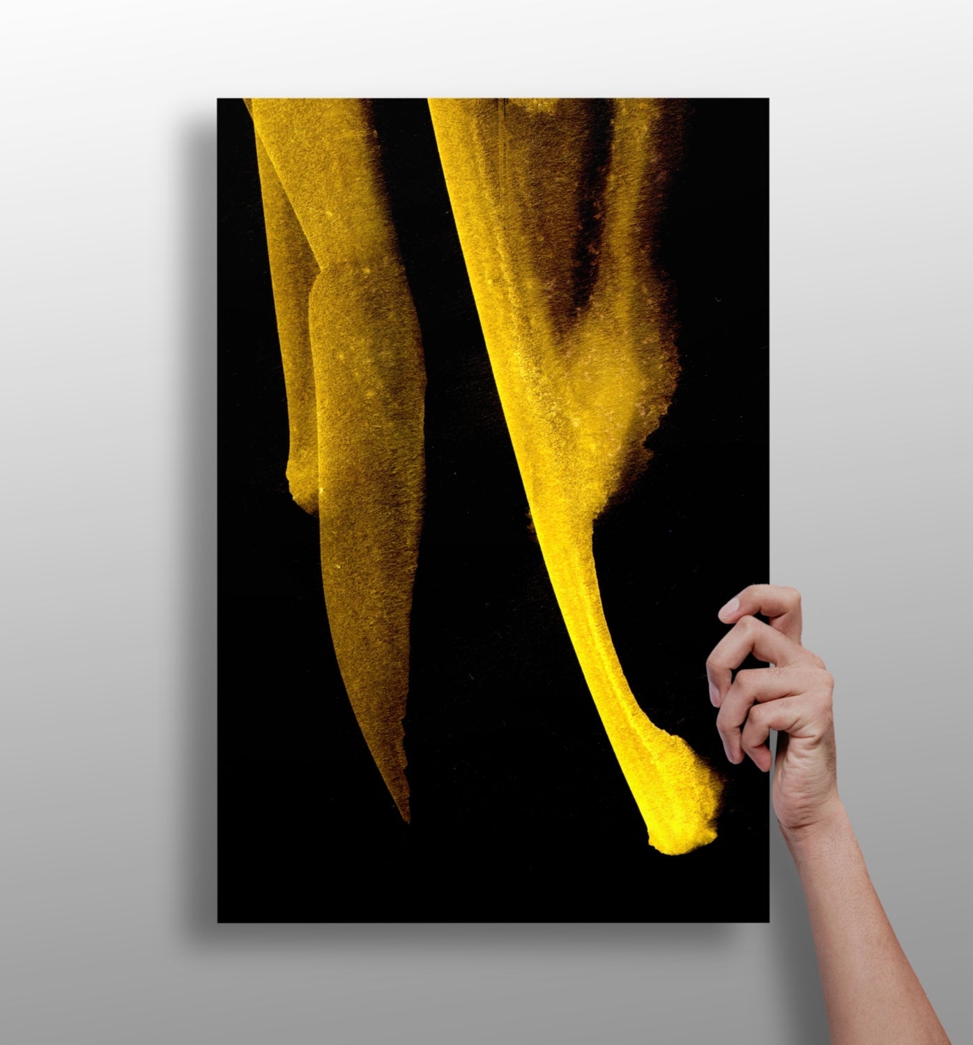 Shade of gold V1 metal wall art, abstract print