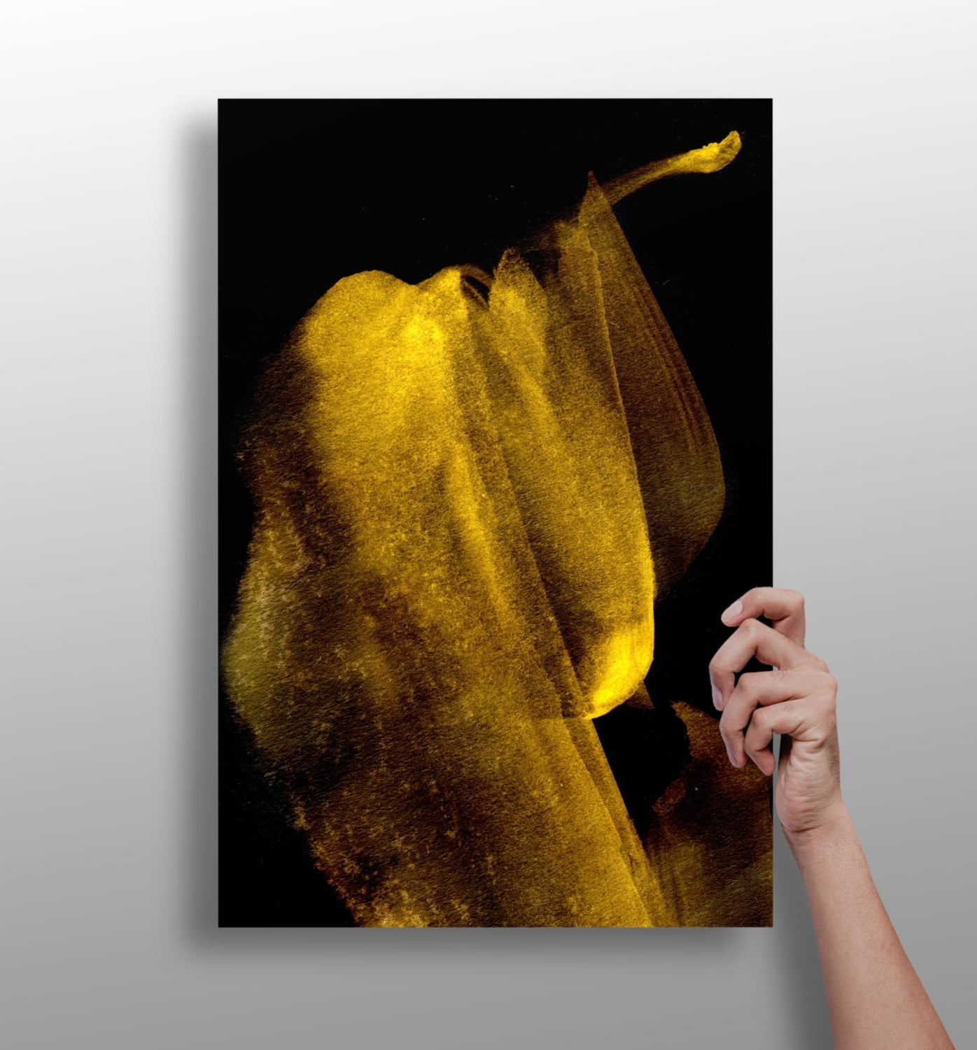Shade of gold V3 metal wall art, abstract print