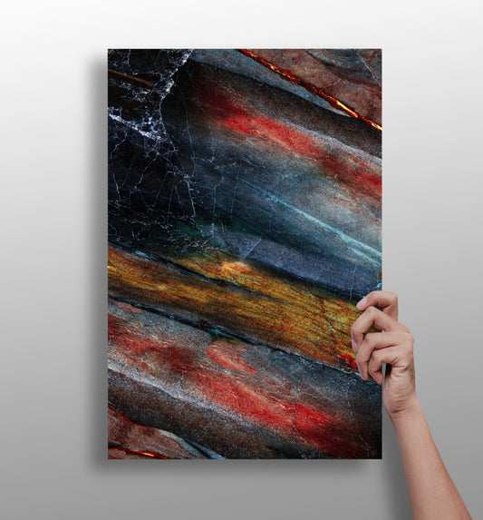 Abstract Colorful Marble metal wall art panel with matte finish