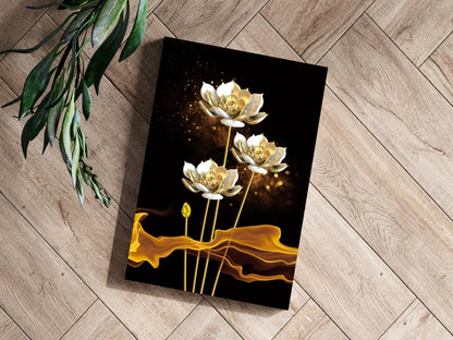 Golden Flower Abstract Metal Wall Art