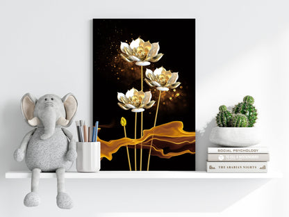 Golden Flower Abstract Metal Wall Art