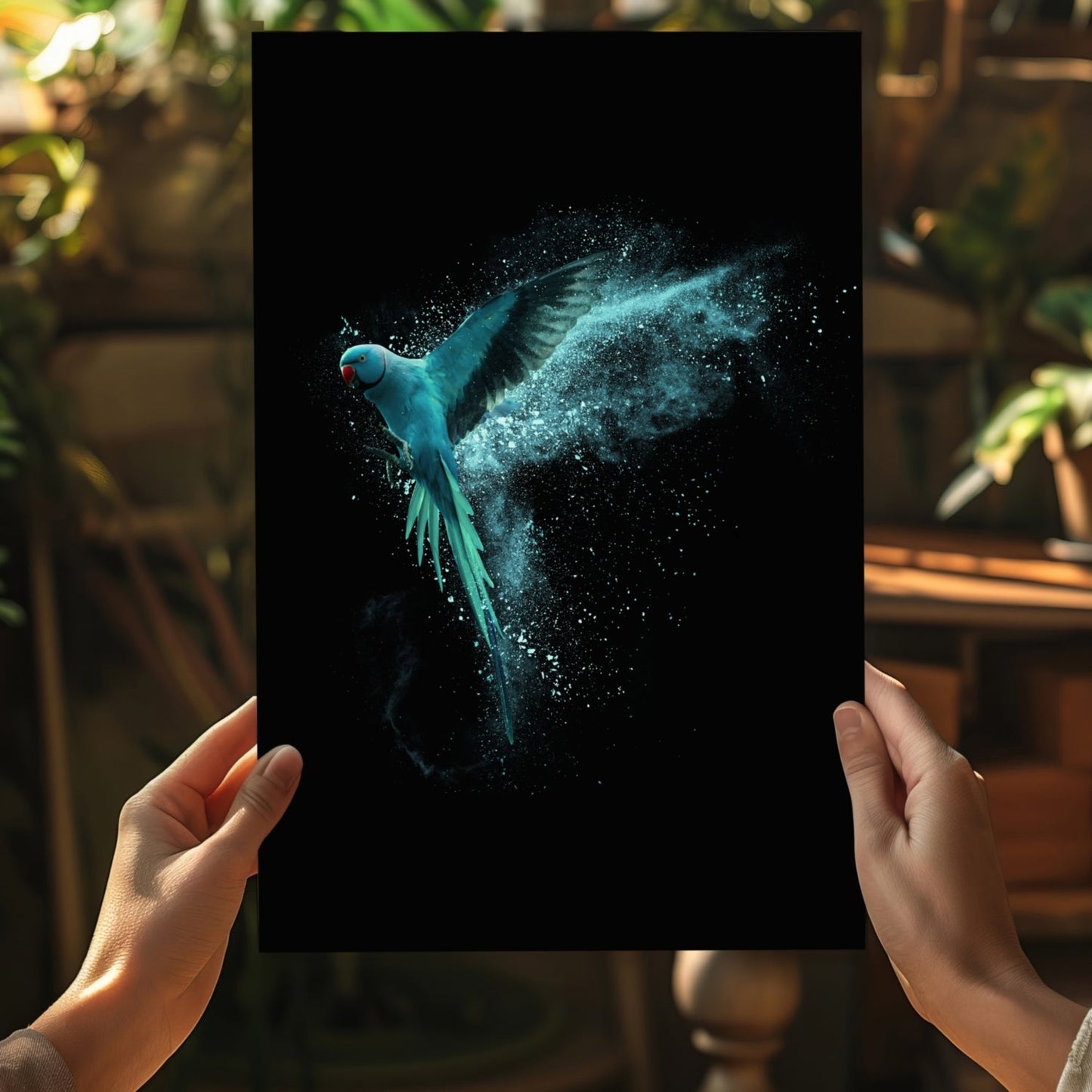Teal Parrot Metal Wall Art
