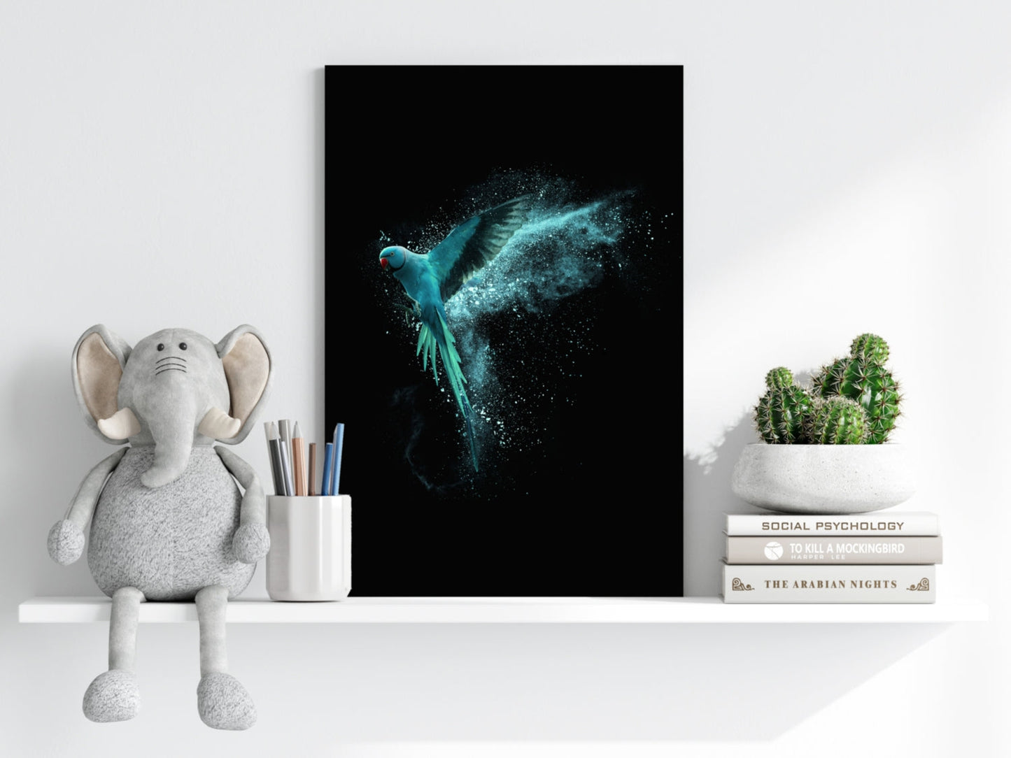Teal Parrot Metal Wall Art