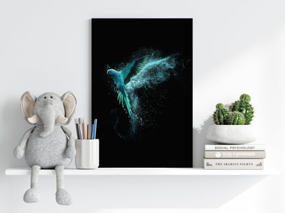 Teal Parrot Metal Wall Art