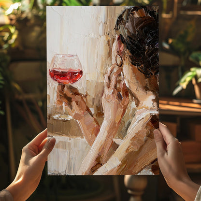 Woman Holding Wine Metal Wall Art