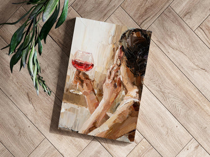 Woman Holding Wine Metal Wall Art