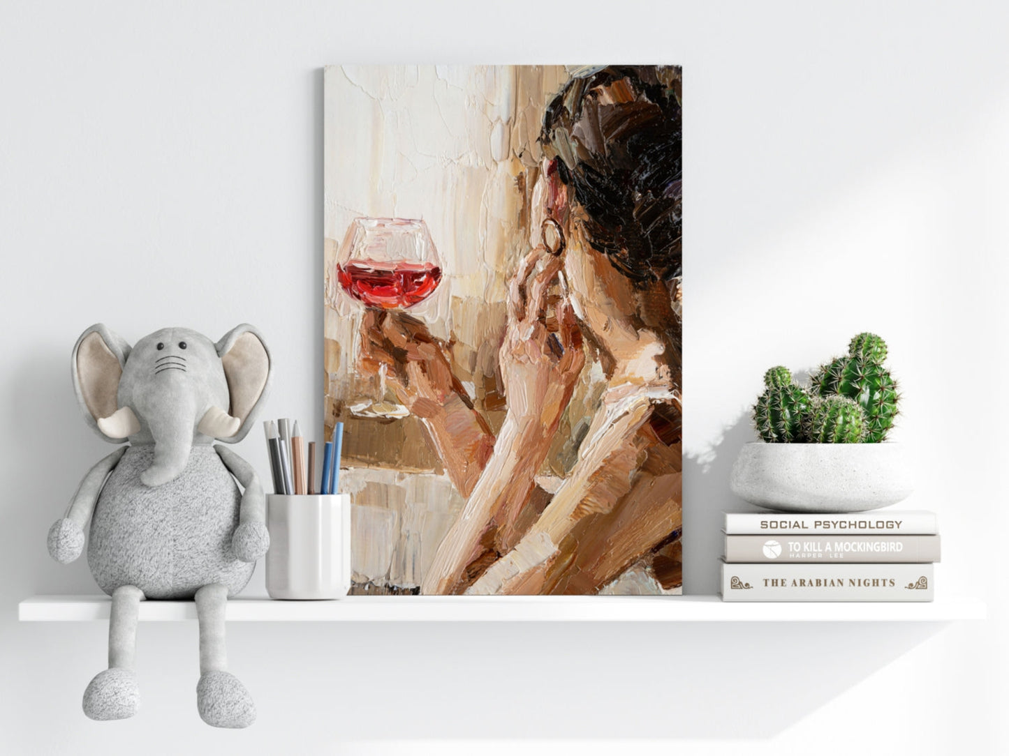 Woman Holding Wine Metal Wall Art