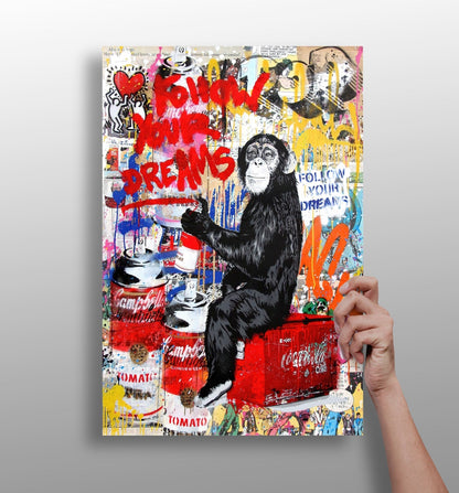 Intellectual monkey metal wall art print