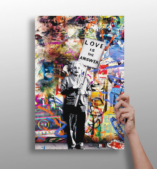 Love is the answer metal wall art typography print