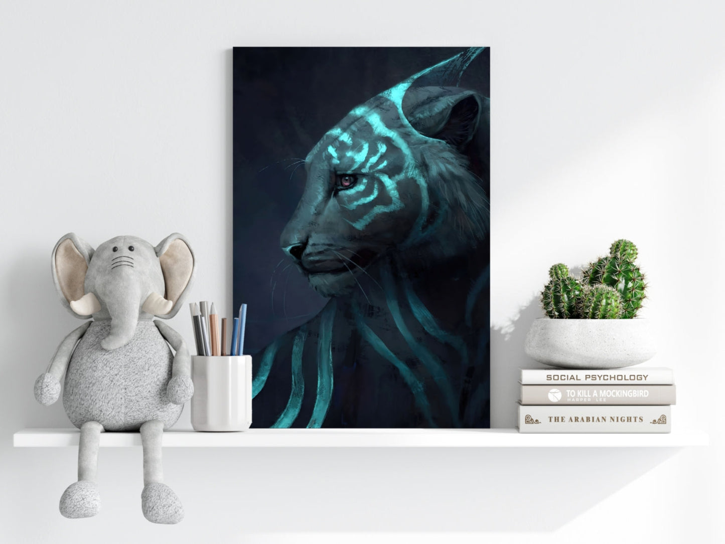 Futuristic Tiger Metal Wall Art