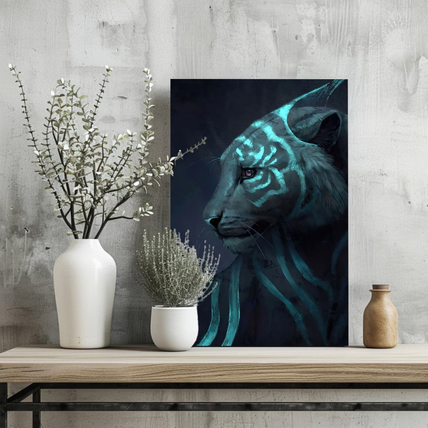 Futuristic Tiger Metal Wall Art