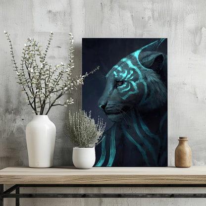 Futuristic Tiger Metal Wall Art