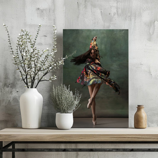Floral Shawl Ballet Dancer Aluminum Print