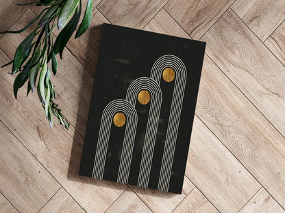 Triple Arch Gold Moons Noir Metal Wall Art