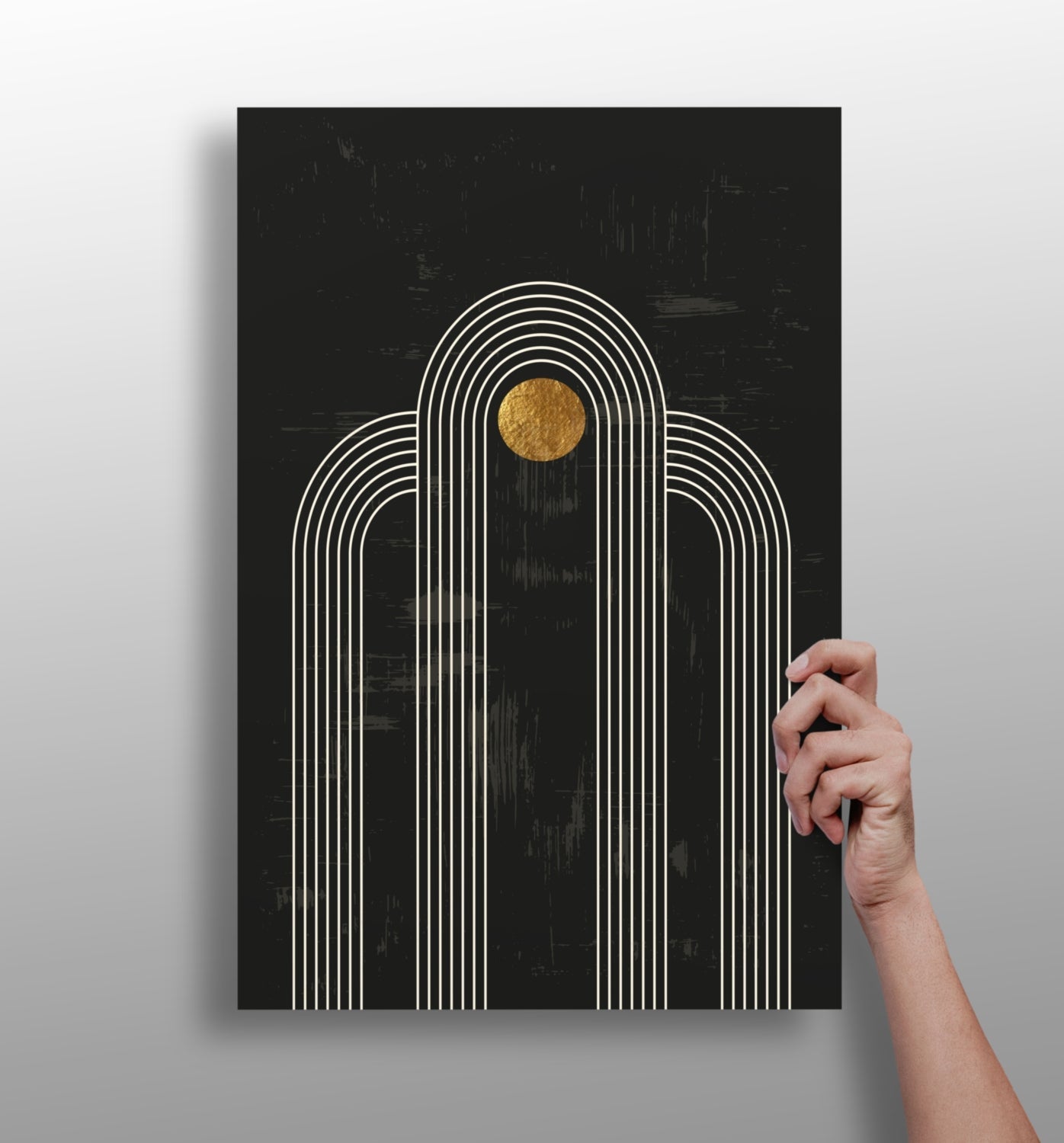 Single arch gold sun metal wall art