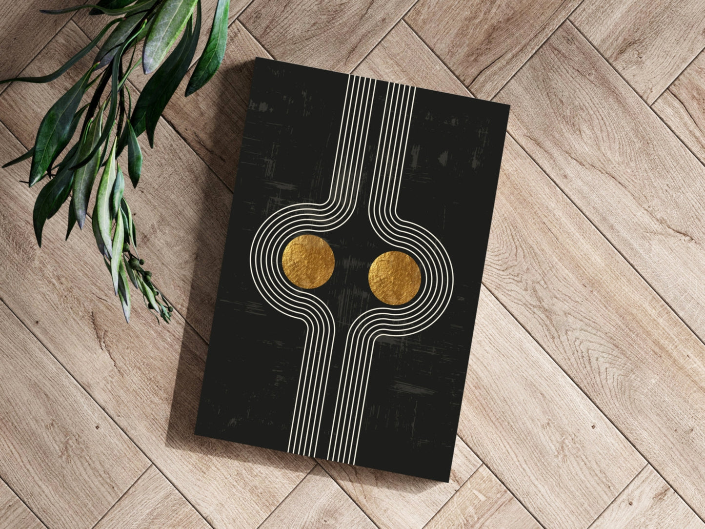 Mirrored Curves Twin Gold Discs Metal Wall Art