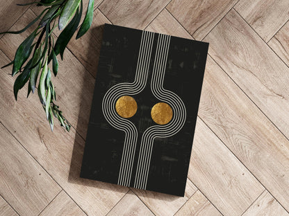 Mirrored Curves Twin Gold Discs Metal Wall Art