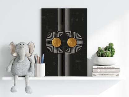 Mirrored Curves Twin Gold Discs Metal Wall Art