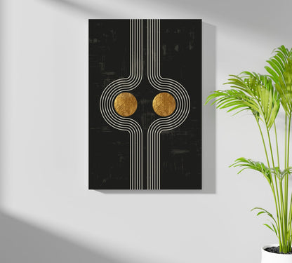 Mirrored Curves Twin Gold Discs Metal Wall Art