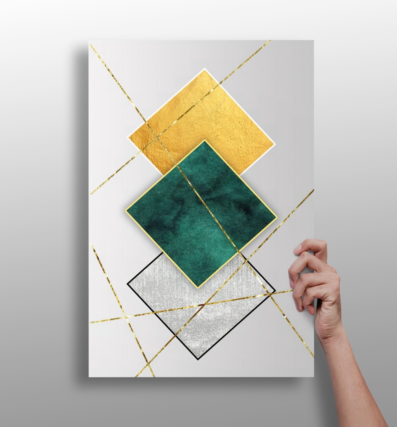 Elegant squares metal wall art, geometric print