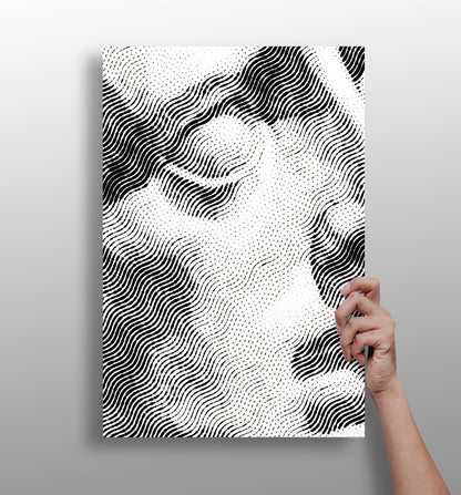Contemporary statue head metal wall art print on aluminum panel