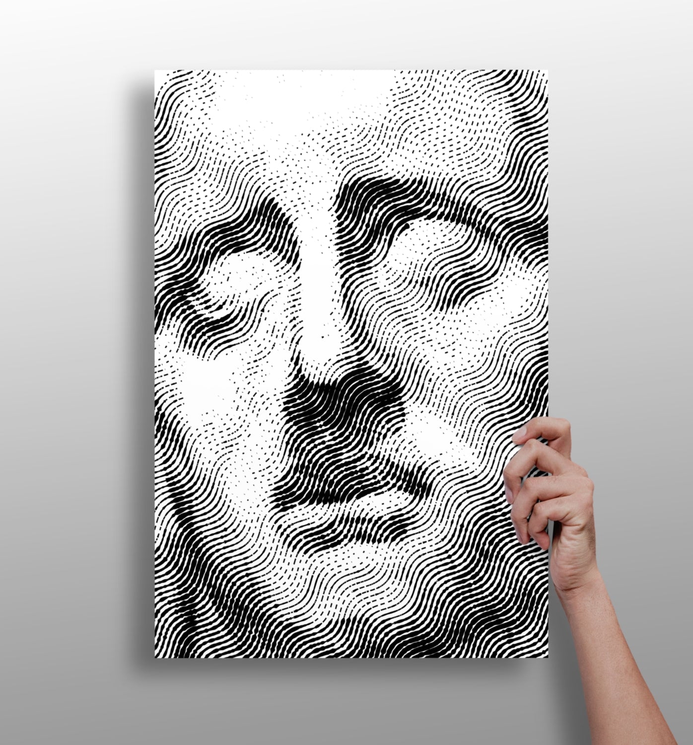 Statue Head metal wall art print with matte aluminum finish